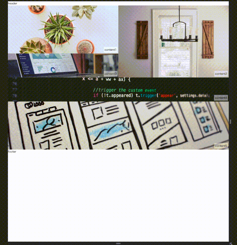 グリッドレイアウトで表示した画像